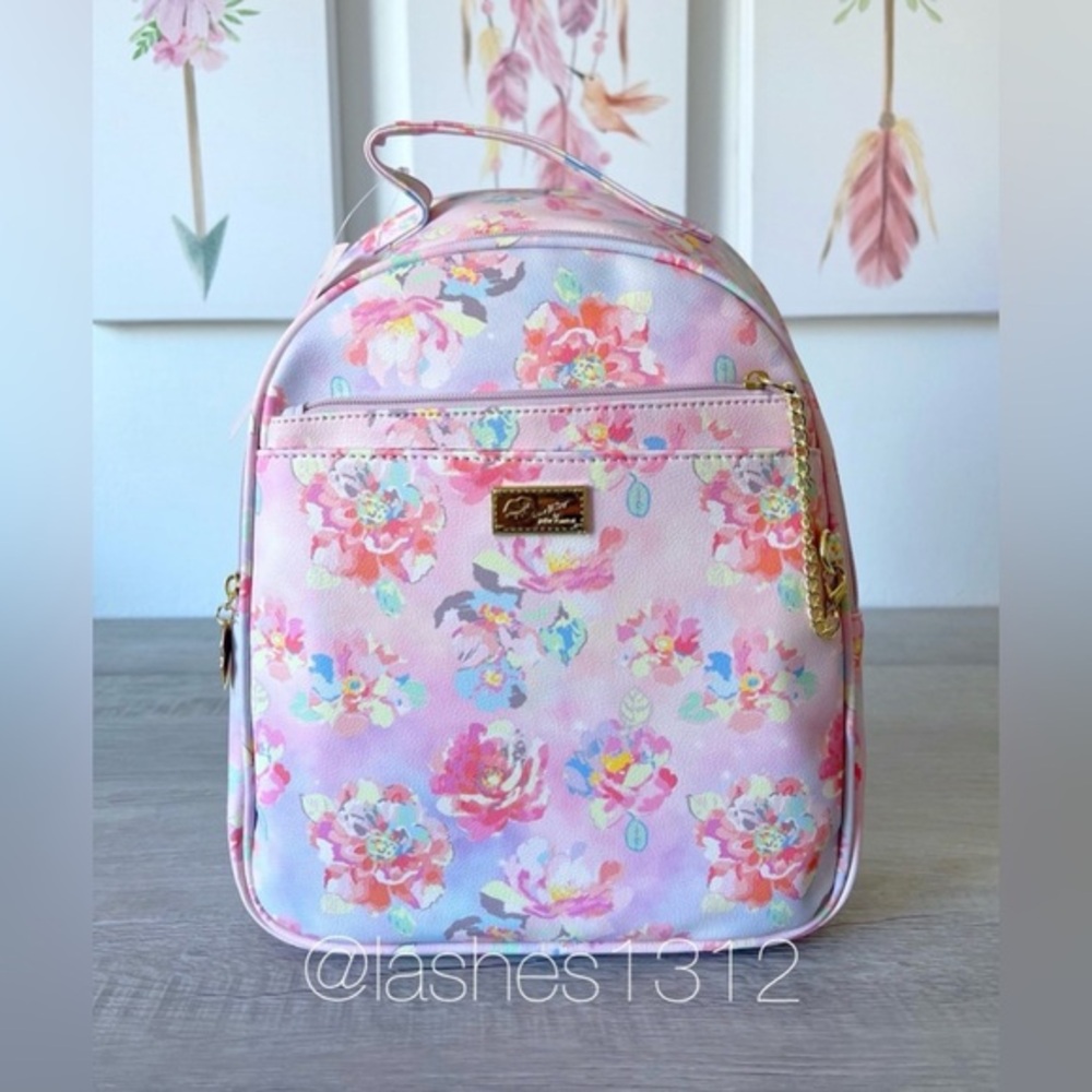 BETSEY JOHNSON Bag Charli Pink Floral Backpack w/ Pouch - LBCHARLI